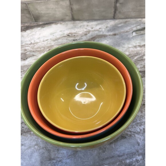 SCM Designs 3 PC SET COLORFUL STONEWARE NESTING BOWLS Oven Microwave Safe - Picture 7 of 7